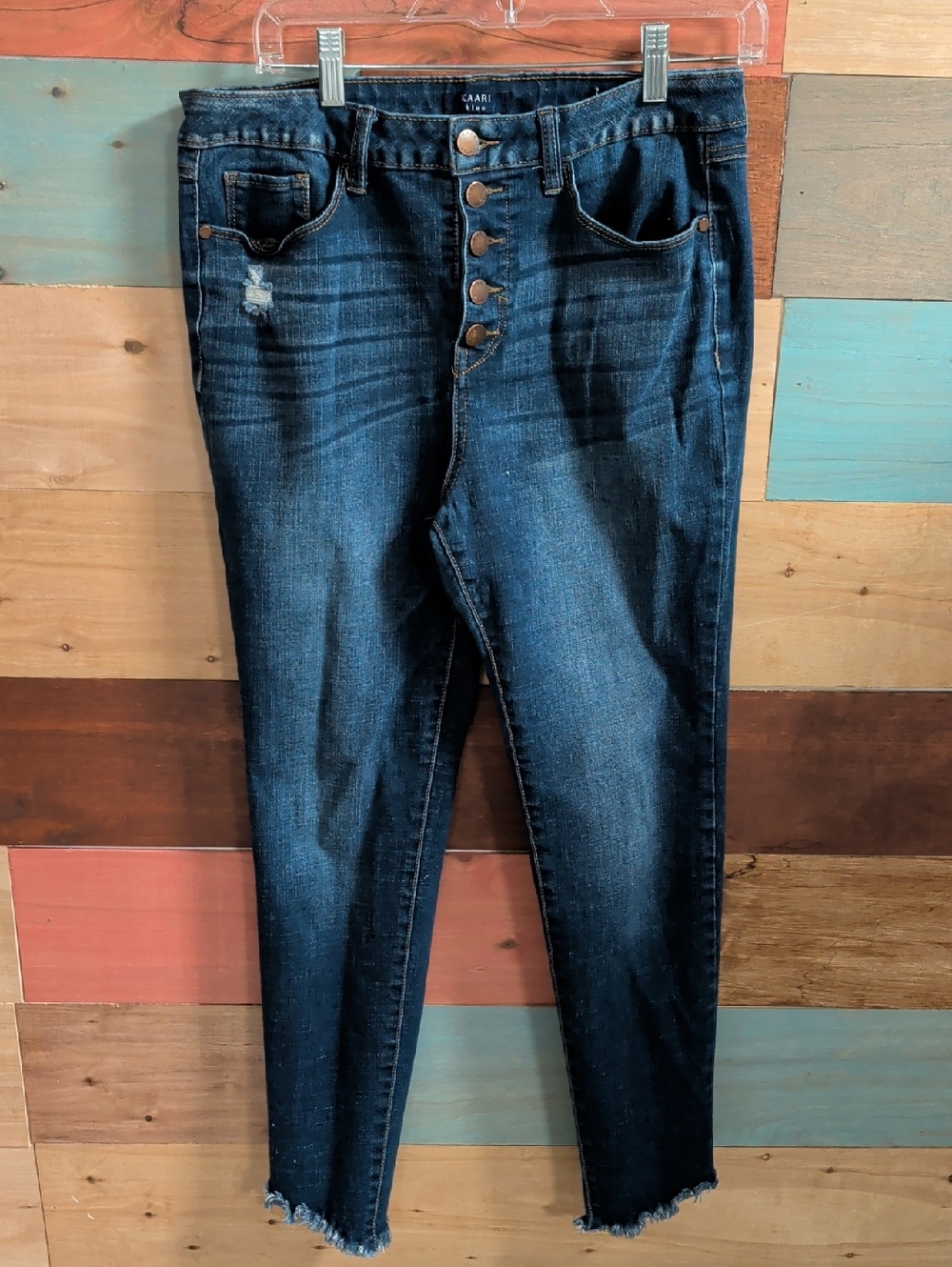 Kaari Blue High-Rise Button-Fly Dark Blue Jeans